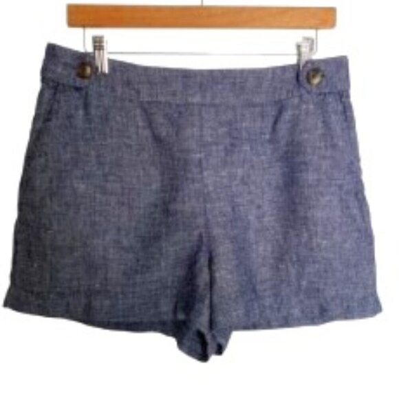 Tahari Blue Linen Shorts Large - Picture 1 of 3